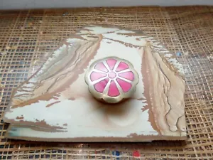 Brass With Pink Inlay Pill Or Trinket Box - Picture 1 of 10