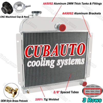 3 ROW Aluminum Radiator Fits 1941-52 Plymouth Concord Special Deluxe Suburban Foto 1 de 4