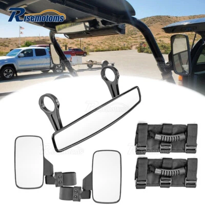 Rear Center Side View Mirrors Kit w/Handle Grap Kit For Kawasaki Teryx 4 750 800 - Image 1 of 4