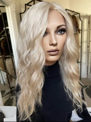 Platinum Blonde Wavy 100% Human Hair 13x4 Lace Front Wig for Women - Image 1 of 4