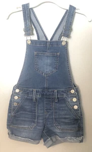 So Blue Denim Jean Short Overalls Shortalls Romper Frayed Cuffs Sz Girls 7 - Picture 1 of 5