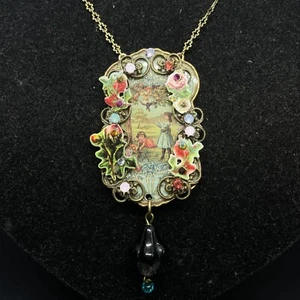 Collar Precioso Michal Negrin Cristales Flores Jardín Niños Rosas Israel - Imagen 1 de 7