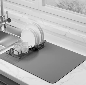 Dish Drying Mat for Kitchen Counter Super Absorbent Drainer Mats with Non-Slip R - Picture 1 of 6