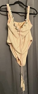 Tularosa Swimsuit Pink & Ivory Shell/Coin accent Size L - Picture 1 of 4