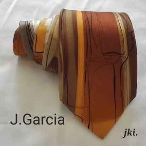 J. Garcia Collection Men's Ties Silk Classic Orange/Brown Geometric - Picture 1 of 6