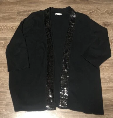 Cárdigan Mercer Street Studio Negro Lentejuelas Frente Abierto Gótico Glamour Noche Talla Lrg Foto 1 de 4