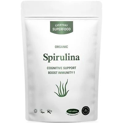 EVERYDAY SUPERFOOD Organic Spirulina Tablets Raw Cold Pressed Spirulina Tablet Vegan & Kosher