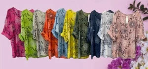 Blusa Top Túnica Ligera Estampado Floral Lagenlook Italiana Quirk Lagenlook para Damas Reino Unido - Imagen 1 de 6