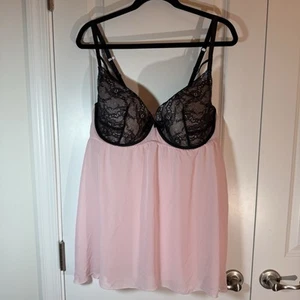 Cacique Womens Sheer Lace Camisole Top Plus Size 22/24 Black Red Cami Sexy - Picture 1 of 8