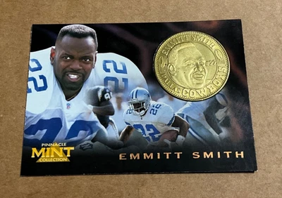 1996 Pinnacle Mint #15 Emmitt Smith Card w/ Coin Dallas Cowboys HOF Football - Image 1 of 2