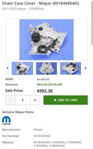 New Genuine Mopar Chain Case Cover 2011-2023 OE 05184495AO - SHIPS FREE - Picture 1 of 5
