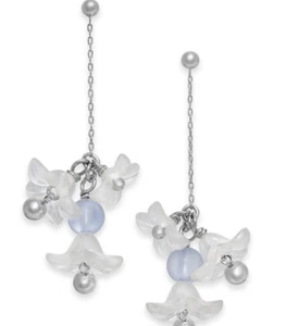 $58 Kate Spade silver  tone  full floret  linear  drop  earrings  #703 - Picture 1 of 7