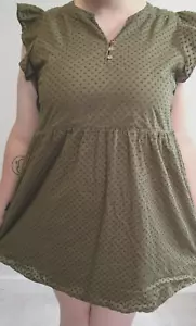Vestido Talla XXL LOFT Verde Volantes Cortos Lindo Para Mujer Junior Plus Informal - Imagen 1 de 6