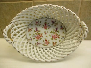 TAZÓN DE PORCELANA DE COLECCIÓN CON CUERDA BLANCA RECORTADA GLD HP MOTIVO FLORAL-BASSANO-ITALIA - Imagen 1 de 12