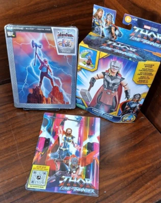 Thor Love and Thunder 4K STEELBOOK (4K+Blu-ray+DIGITAL)+Cards+Action Figure-NEW! - Image 1 of 4