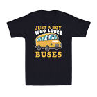Just A Boy Who Loves Buses Bus Driver Funny Novelty Vintage Men's Cotton T-Shirt