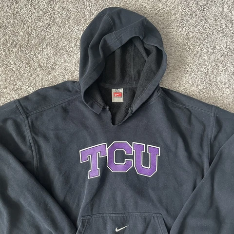 TCU Horned Frogs Hoodie Sweatshirt Adult Small Nike Black Fleece Lined Cover