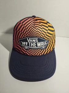 VANS "OFF THE WALL" Trucker Hat Orange & Blue Swirled Stripes - Picture 1 of 8