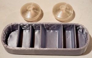 Vintage Delatex 13" Quilted Satin Vanity Box & Two FOSTA Containers 1950's - Picture 1 of 19