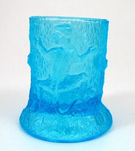 Antique Teal Blue EAPG Monkey on Tree Stump Figural Glass Toothpick Holder - Picture 1 of 9