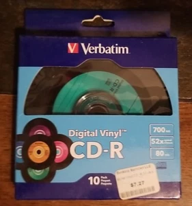 Verbatim Digital Vinyl (97935) CD-R 700mb/80min 52x 10 Pk Box New - Afbeelding 1 van 2