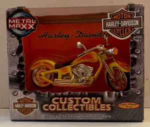 Vintage Metal Maxx - Harley Davidson FLSTF Fat Boy Yellow 1:17 Die Cast NIB - Picture 1 of 5
