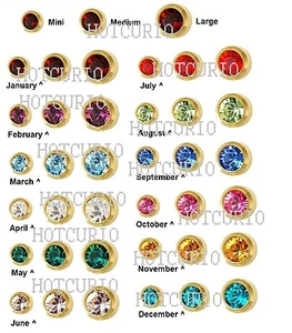 New White Yellow Gold Girls Hypoallergenic Birthstone Crystal Earrings Gift Box - Picture 1 of 6