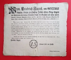 Plakat Anschlag Bekanntmachung Sachsen Dresden 6.9.1772 Abgaben auf Getreide ( 4 - Bild 1 von 2