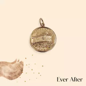 Clearance Sale! 18CT Yellow Gold Coin Medal Pendant Greek Parthenon Acropolis - Bild 1 von 6