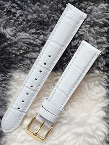 16mm White Genuine Leather ANTI-ALERGIC Interchangeable EZ-PIN Watch Band Strap - Picture 1 of 6