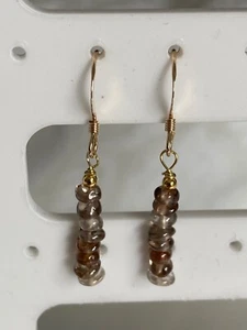 Threaded Zircon Earrings with Vermeil on Gold Filled Ear Hooks - Picture 1 of 3