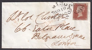 1841 BS15 SG8 1d RED BROWN PLATE 26 COVER LEAMINGTON CROSS TO LONDON (BE) - Picture 1 of 3