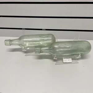 2 - Antique Green Aqua Blown Glass Torpedo Round Bottom Blob Top - Picture 1 of 18