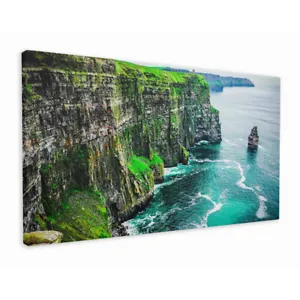 THE CLIFFS OF MOHER - BEAUTIFUL IRELAND GREEN BLUE WATER WALL ART CANVAS - Picture 1 of 3