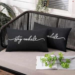 Adabana Outdoor Waterproof Throw Pillow Covers Set of 2 Stay Awhile Decorative - Picture 1 of 12
