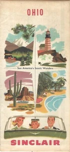 Hoja de ruta Sinclair 1956 aceite Ohio Toledo Cleveland Dayton Columbus Cincinnati - Imagen 1 de 4