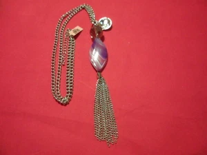 Purple Agate, Glass Bead Necklace in Stainless Steel-28-30 inches - Picture 1 of 7