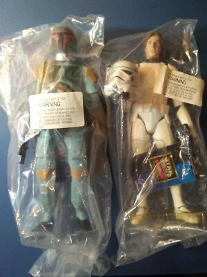 2 10" Figuras Star Wars Aplausos 1995 Han Solo, Boba Fett en bolsas selladas Foto 1 de 4