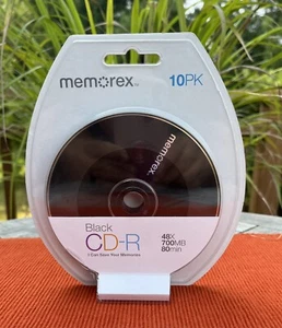 Memorex RECORDABLE CD-R BLACK 48X 700MB 80 MINUTES 10PACK NEW IN PACKAGE - Picture 1 of 2