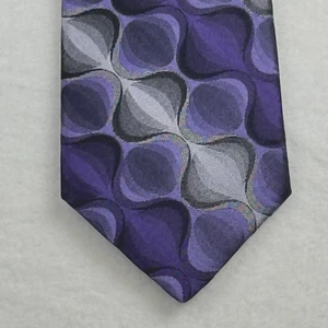 Murano 100 % Seide lila schwarz silber Krawatte geometrisch handgefertigt in USA - Bild 1 von 7