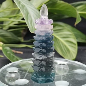 1pcs Natural Fluorite pagoda quartz crystal carved reiki healing random 60g+ - Picture 1 of 6