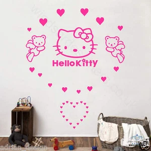 HELLO KITTY Set Wandtattoo Aufkleber Kinderzimmer Transfer Mädchenzimmer  - Bild 1 von 4