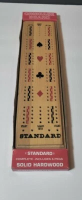 STANDARD Solid Hardwood Card Suit Cribbage Board. #112 With Box  - Image 1 of 4