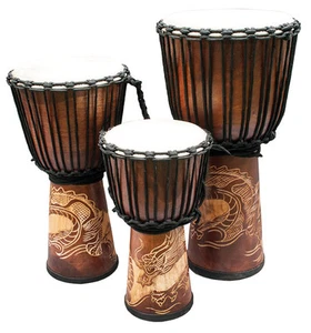 New Djembe Standard Linecarv, 16" tall, 8" head, NK 190 Dragon - Picture 1 of 1