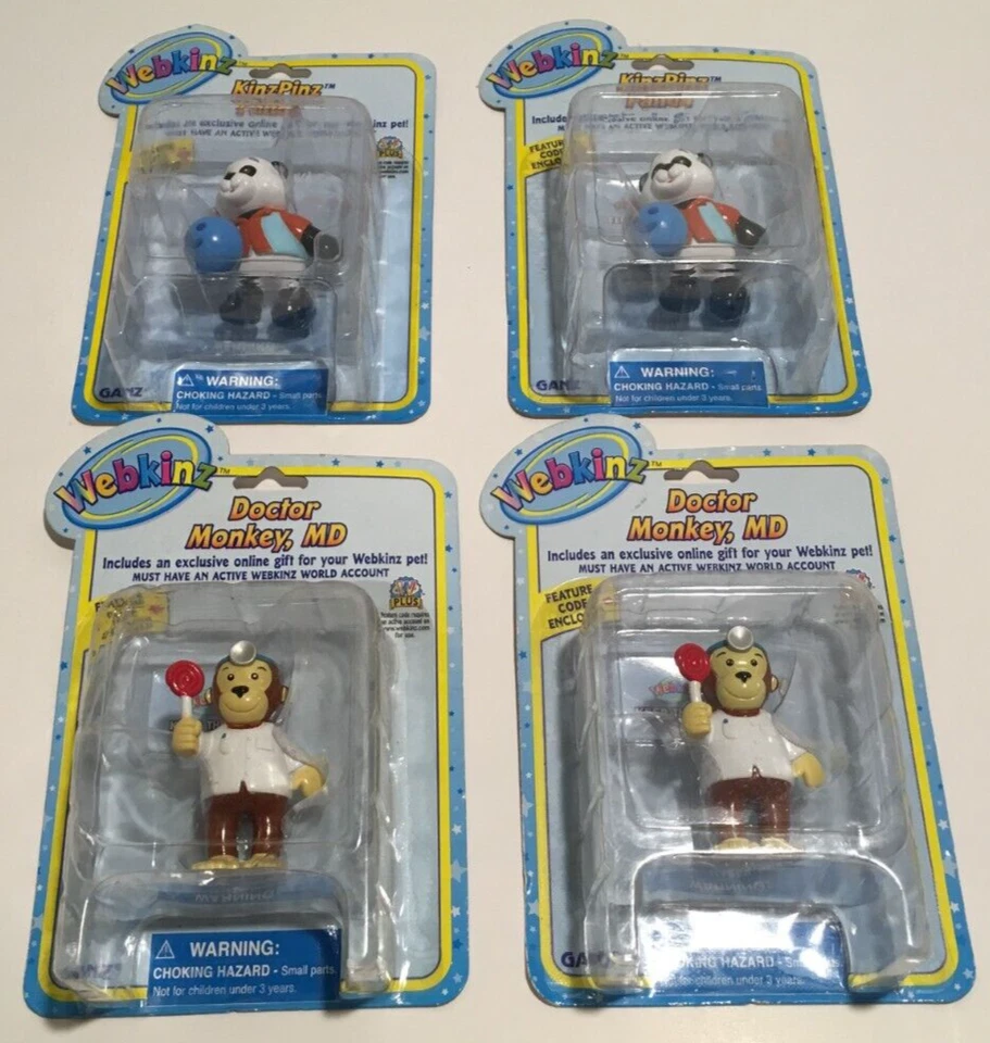 Ganz - Webkins Doctor Monkey, MD & KinzPinz Panda Con Códigos Lote Juego de 4 Foto 1 de 4