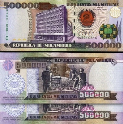 Mozambique 500000 500,000 Meticais 2003 2004, UNC, 2 Pcs PAIR, Consecutive,P-142 - Image 1 of 4