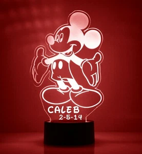 Mickey Mouse Personalized FREE LED Night Light Lamp with Remote Control Light - Picture 1 of 8