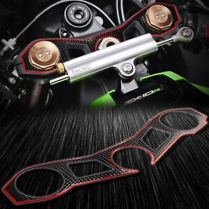 Handle Bar Yoke Cover Chrome Red/Black Sticker Protector Pad 11-15 ZX-10R ZX1000