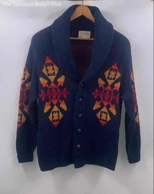 Pendleton Mens Multicolor Aztec Virgin Wool Knitted Cardigan Sweater Size Small - Image 1 of 4