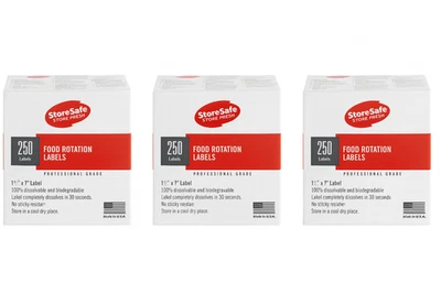 PACK of 3 -  Cambro 1252SLB250 Dissolvable Label Food Rotation Labels 250*3=750 - Image 1 of 4